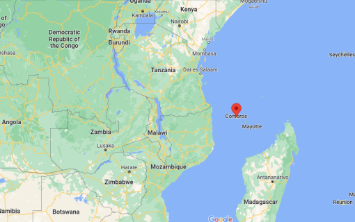 Map showing Comoros, off Africa’s east coast