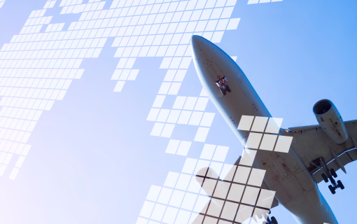 shadow of plane flying over map