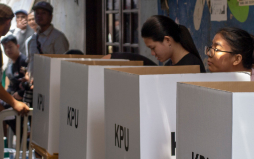 Voters at the polls in Jakarta, Indonesia