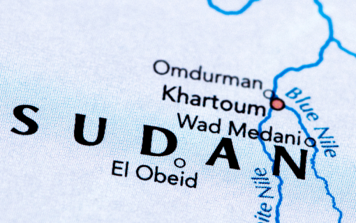 closeup of a map of sudan