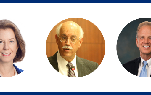 left to right Amb. moran, Prof. Natsios and Sen. Moran headshots.