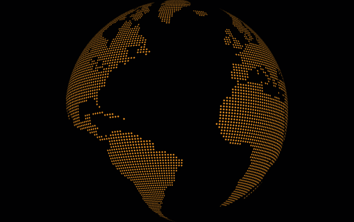 Globe outline in orange and black