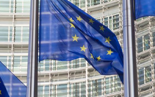 EU flags in front of building