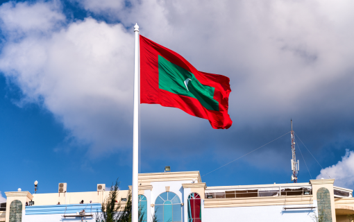 Maldives Flag in City Square, Male