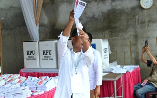 Ballot being counted in Indonesian elections