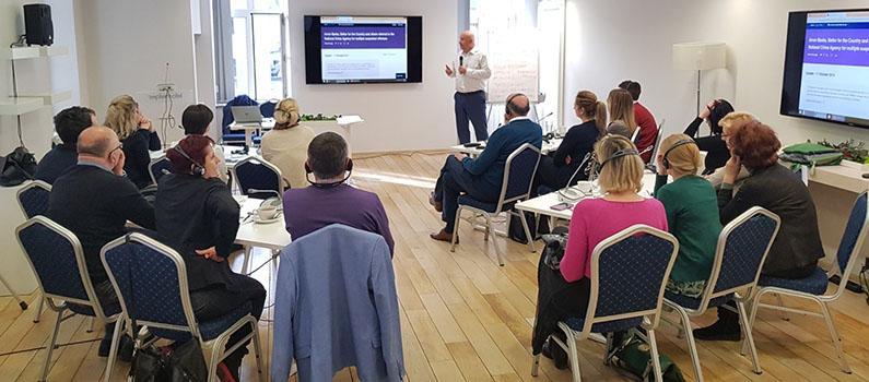 IFES Senior Political Finance Adviser Magnus Öhman leads a training on political and campaign finance oversight with the Agency for the Prevention of Corruption in Serbia.