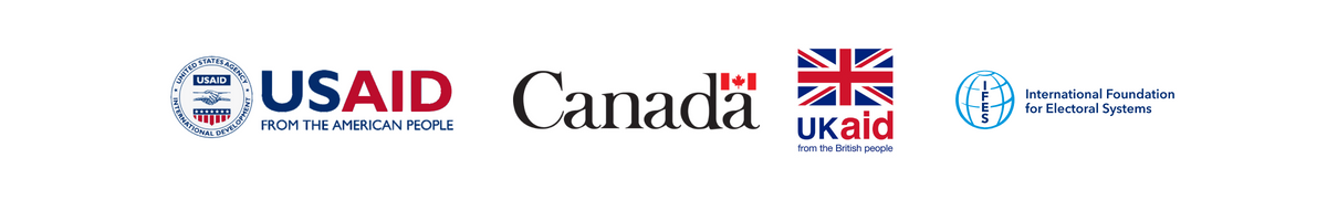 USAID logo, Canada logo, UKAID logo, IFES logo