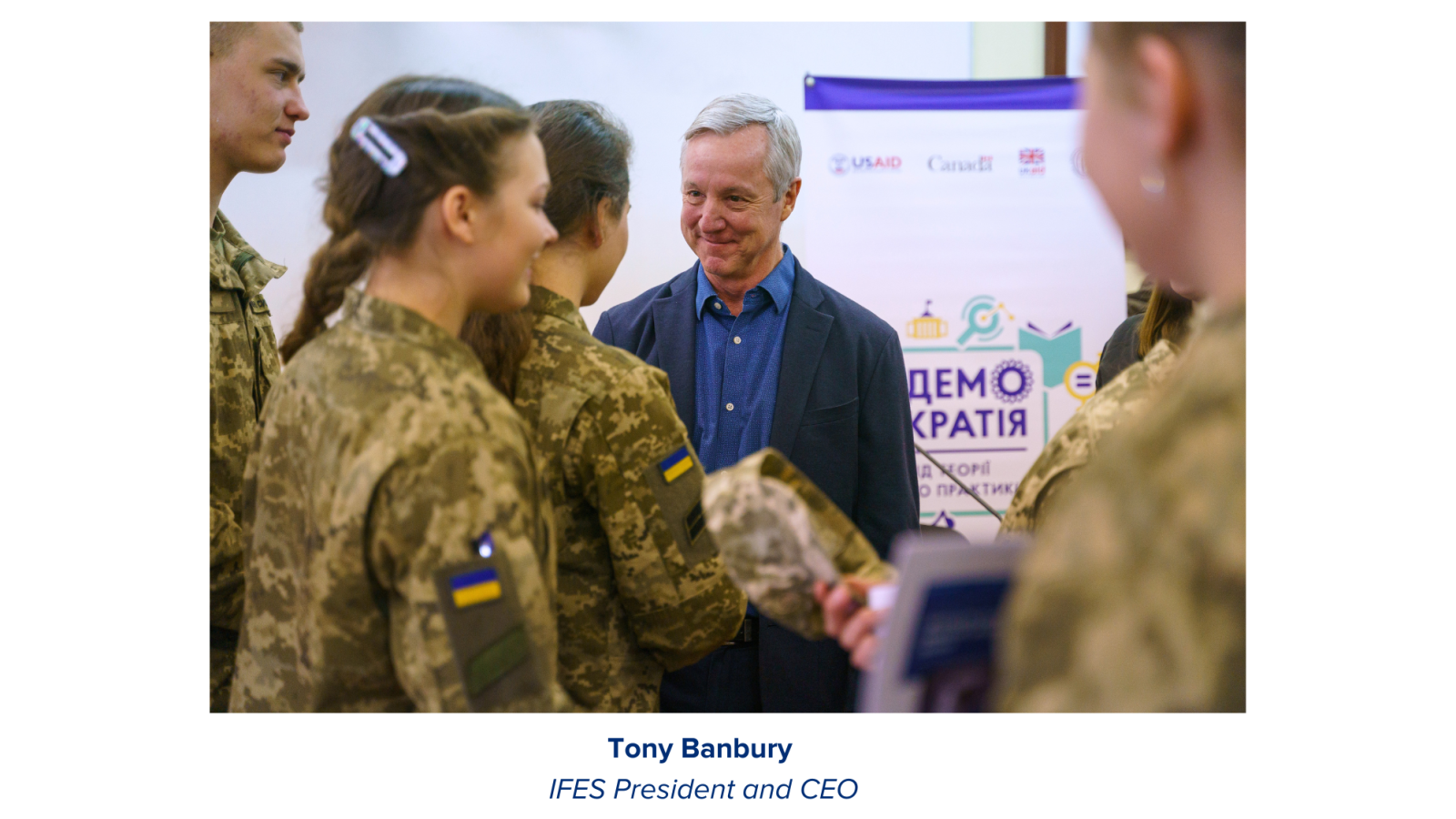 President and CEO Tony Banbury in Ukraine meeting with students. 