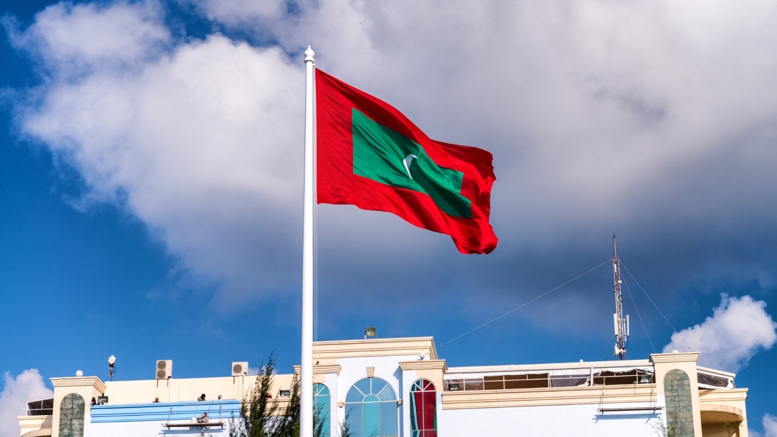 Maldives Flag in City Square, Male