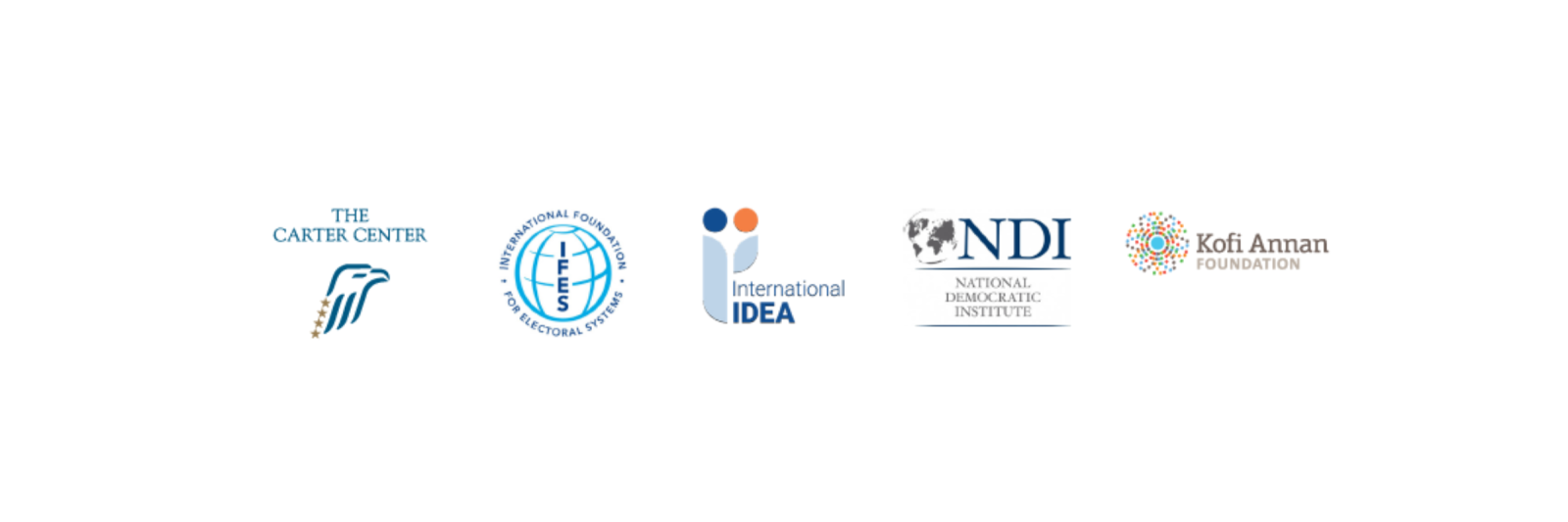 Logos of Carter Center, IFES, International Idea ,NDI,