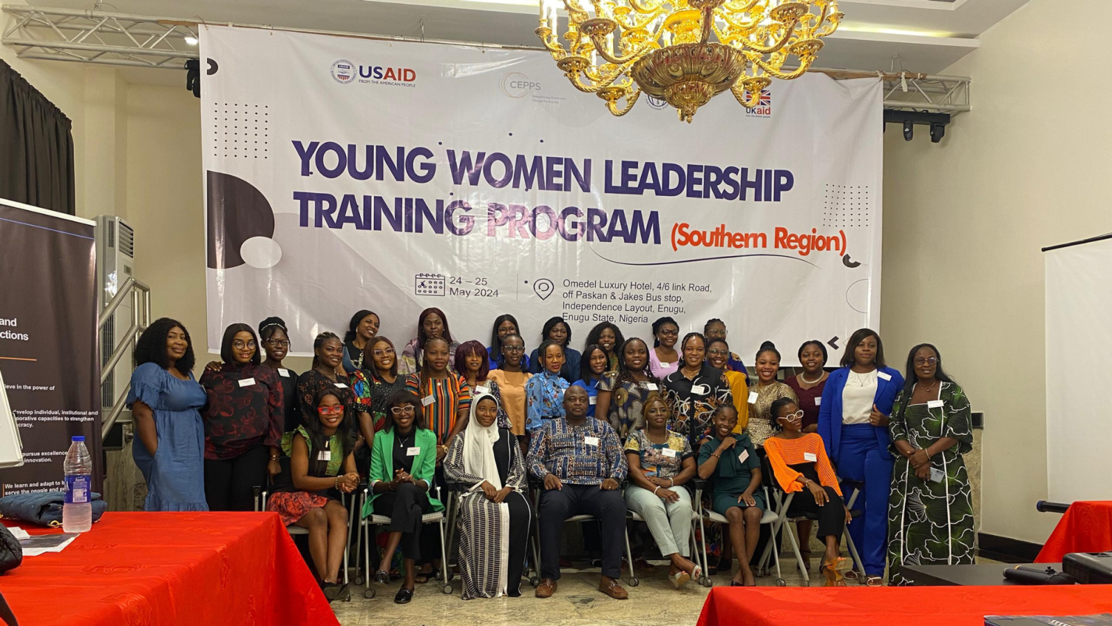 SheLeads Nigeria participants pose together for a photo at event. 