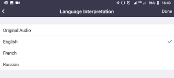 Selecting language when using a phone