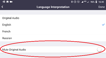 Muting original language when using a phone