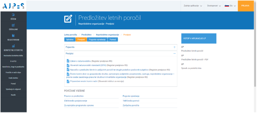 The reporting portal used in Slovenia