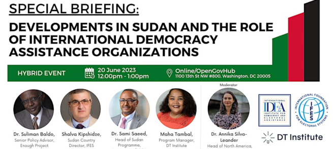 Special Briefing Developments In Sudan and The Role of International Democracy Assistance Organizations