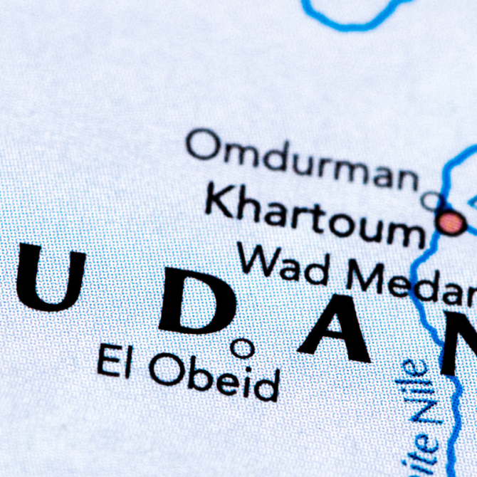 closeup of a map of sudan