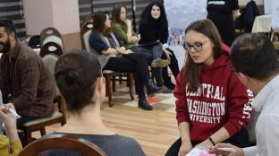 Youth community mobilizers participate in an interactive workshop facilitated by IFES.