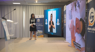 Eya, a Civics Platform Ambassador, responding to an audience member question.