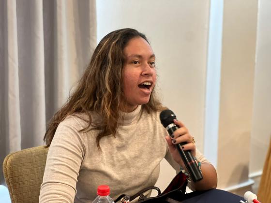 Youth Allies participant Rosemarie Rammit speaking at conference.