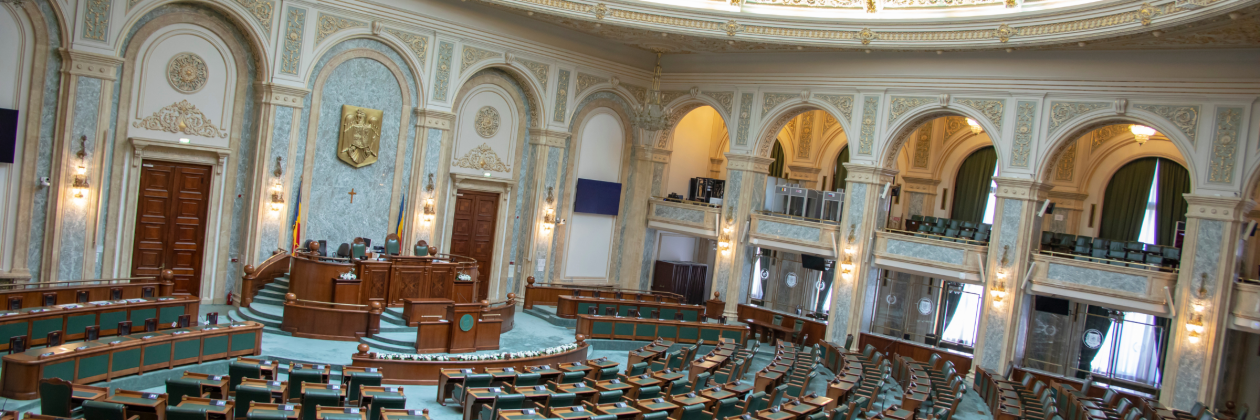Senate Chambers in Palace of Parliament Bucharest GI by karenfoleyphotography from Getty Images