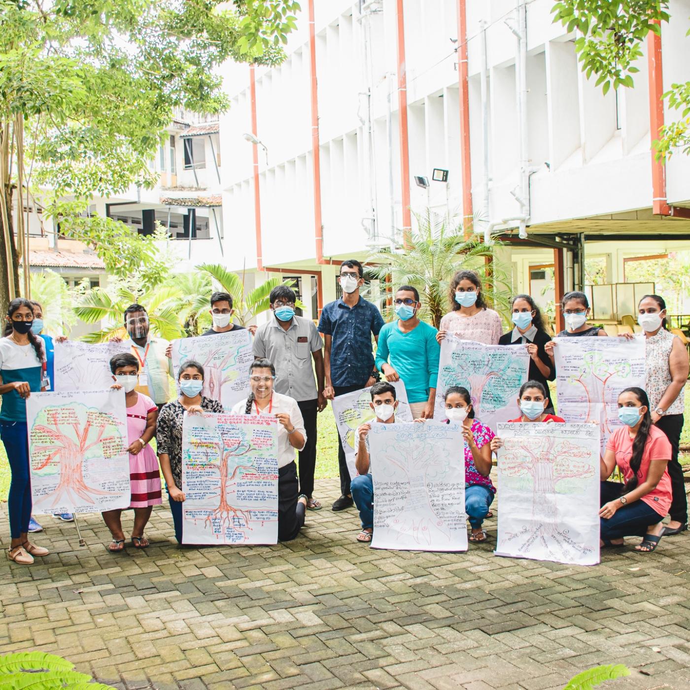 ENGAGE participants in Sri Lanka with signs