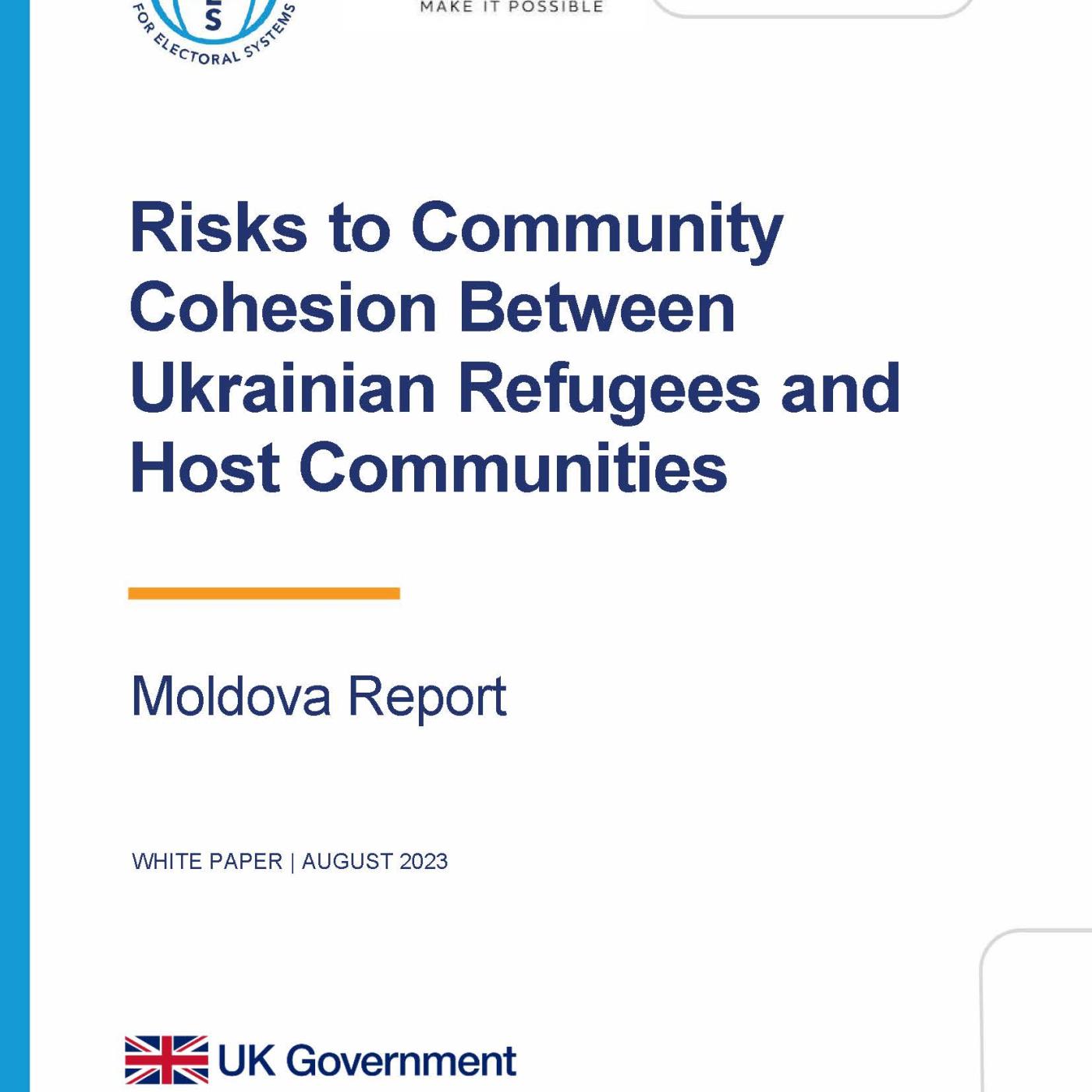 Cover page of the IFES-Palladium report on Community Cohesion between Ukraine refugees in Moldova.