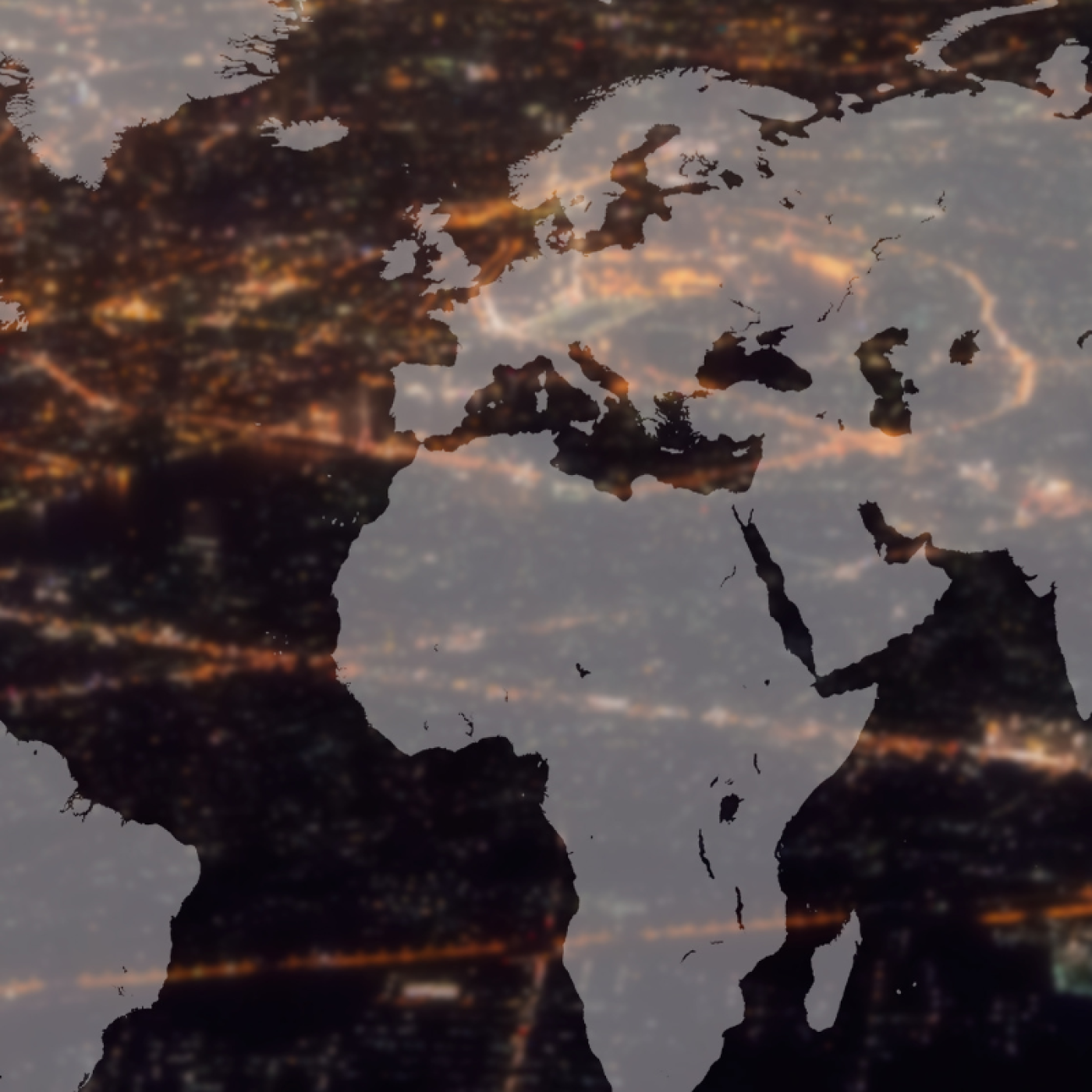 translucent map of the world with electric streaking. 