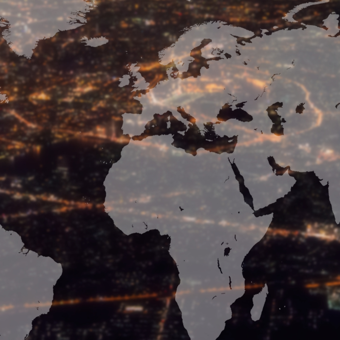 translucent map of the world with electric streaking.