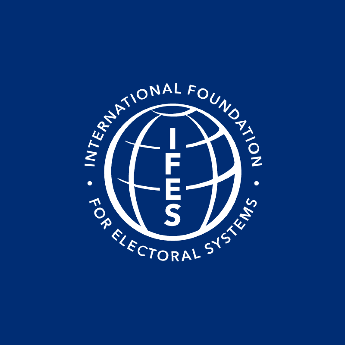 White IFES logo on blue background. 