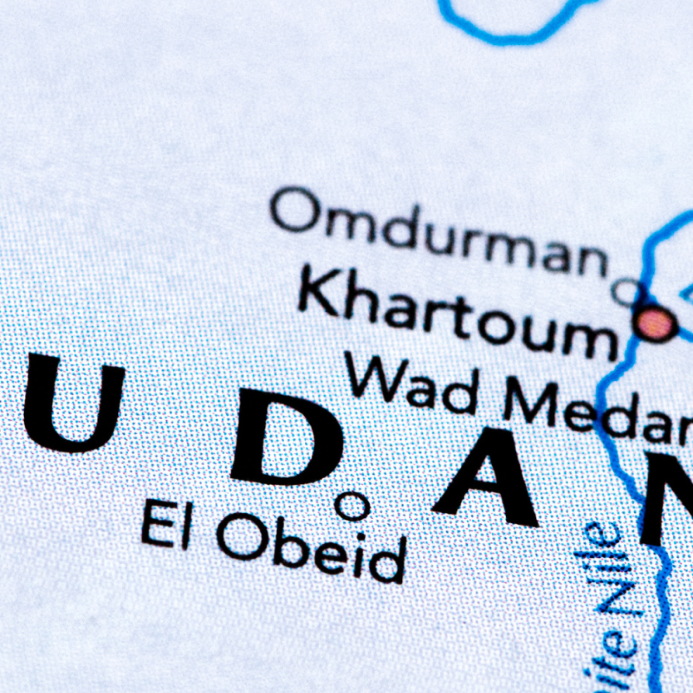 closeup of a map of sudan 