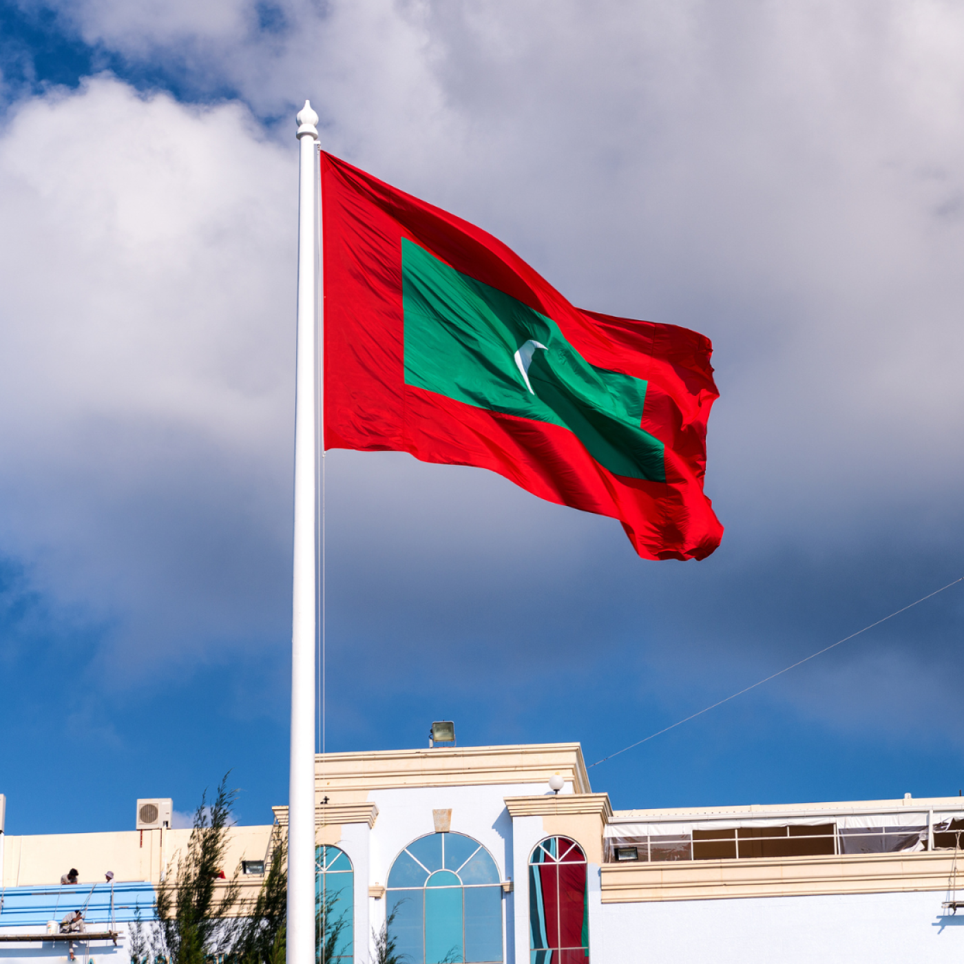 Maldives Flag in City Square, Male