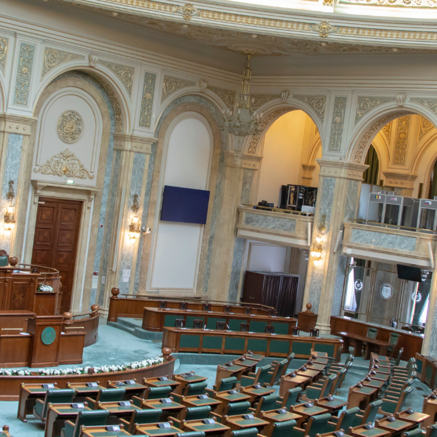 Senate Chambers in Palace of Parliament Bucharest GI by karenfoleyphotography from Getty Images