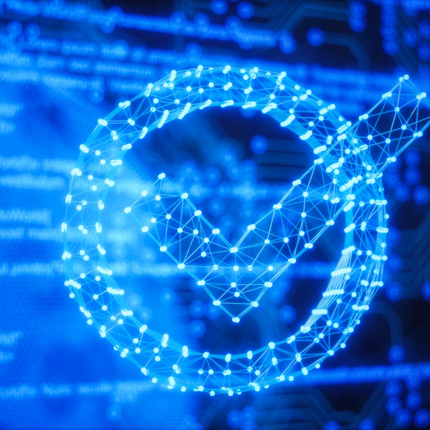 Digital-style check-mark in a circle